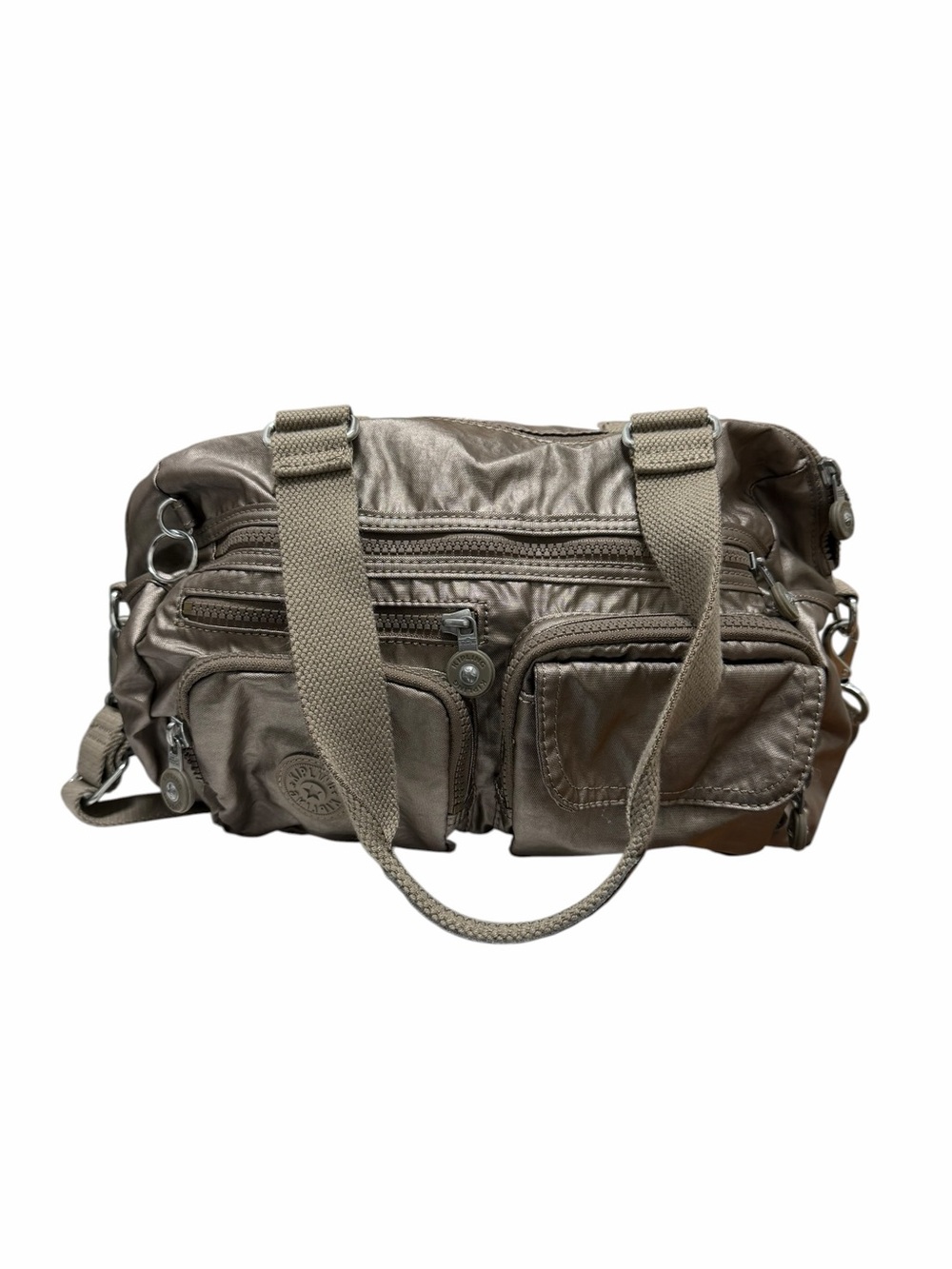 Kipling Solid Platinum Manmade Tote Handbag
